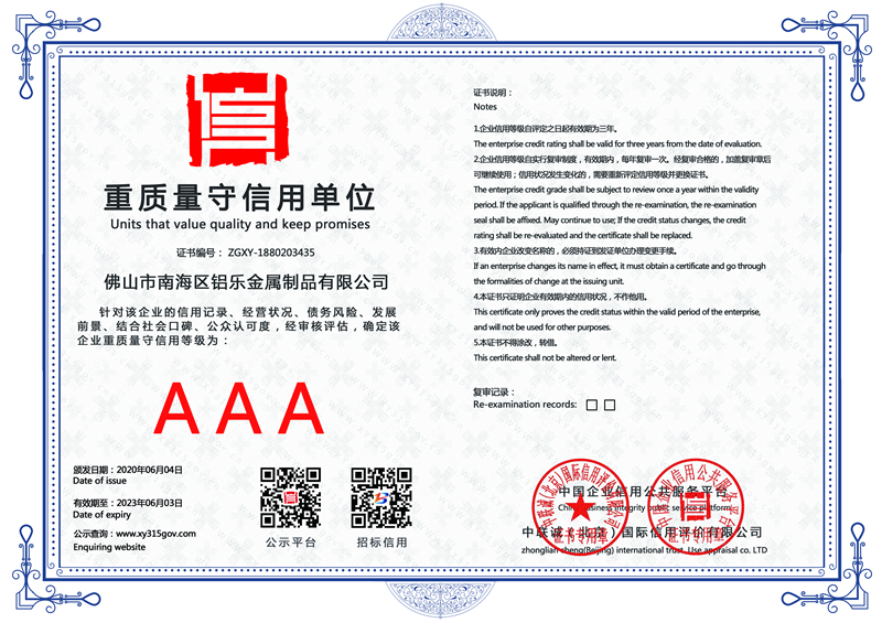 河南重質(zhì)量守信用單位